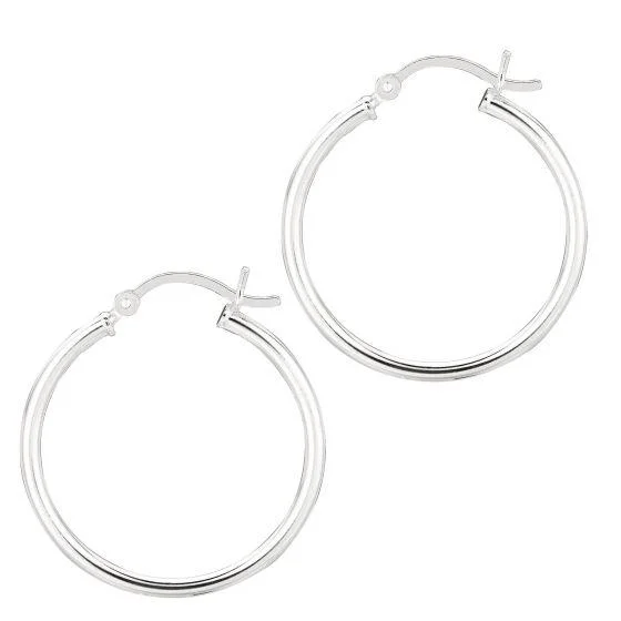 20mm Sterling Silver Tube Hoop Earrings