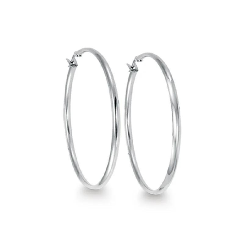 35mm Italgem Stainless Steel Round Hoop Earrings