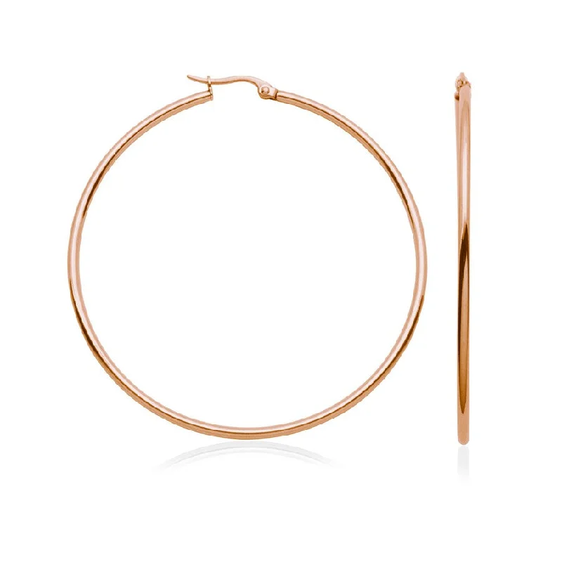 60mm Steelx Stainless Steel Rose Gold Tone Hoop Earrings