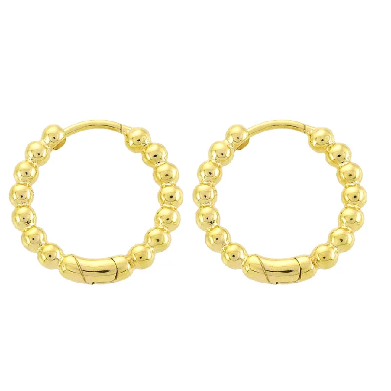 Casablanca Sterling Silver Gold Plated Beaded Hoop Earring