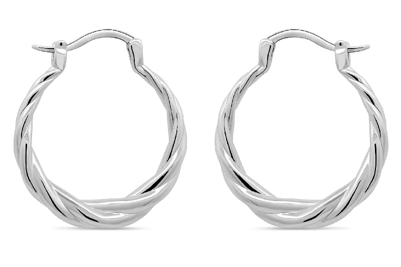 Casablanca Silver Twisted Hoop Earrings