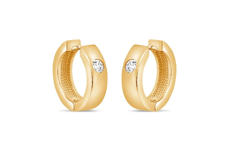 Casablanca Single CZ Hoop Earrings: Gold Plated