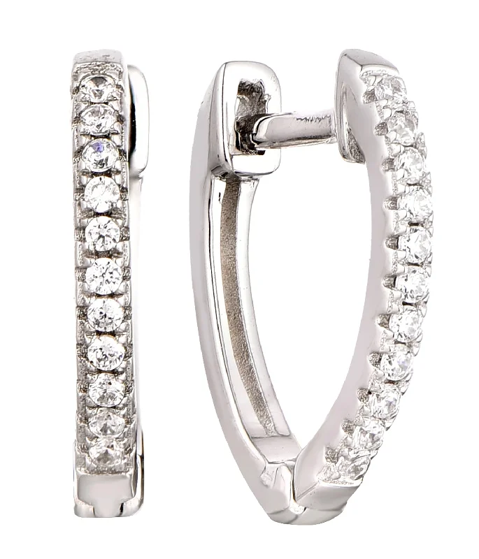 Casablanca Sterling Silver CZ Hoop Earrings