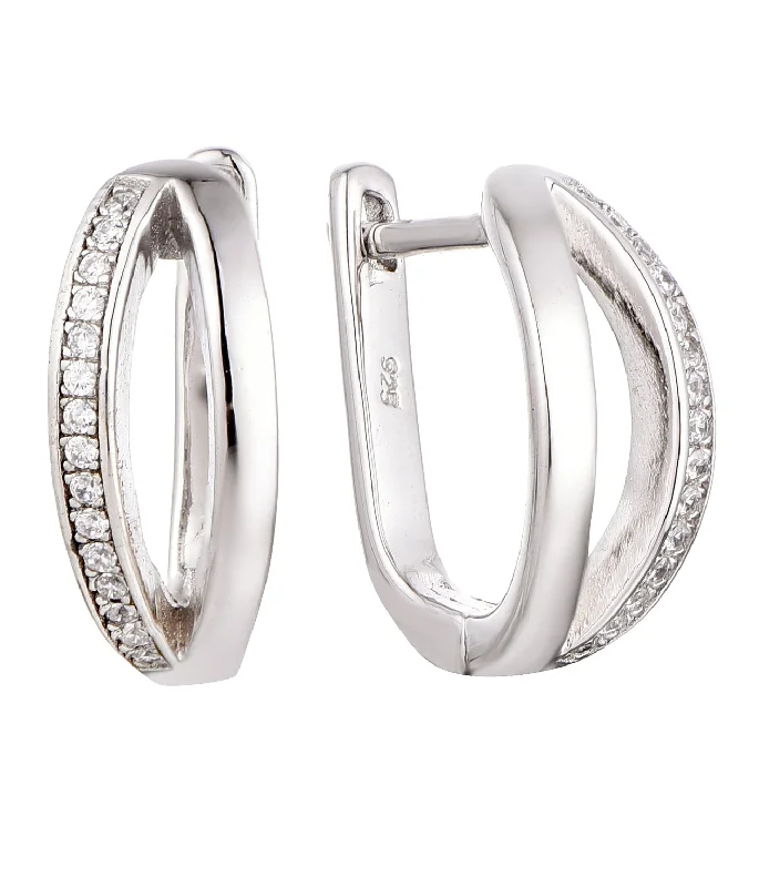 Casablanca Sterling Silver CZ Hoop Earrings