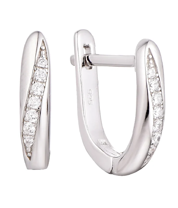 Casablanca Sterling Silver & CZ Hoop Earrings