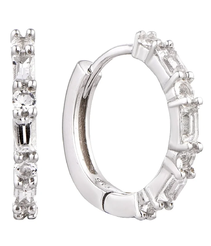 Casablanca Sterling Silver & CZ Hoop Earrings