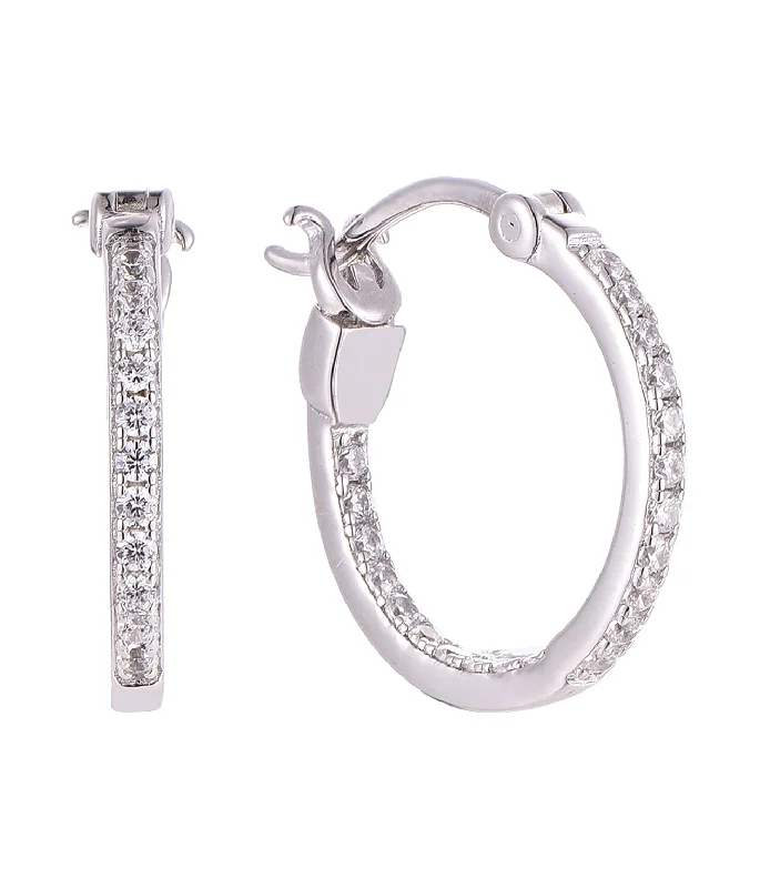 Casablanca Sterling Silver CZ Hoop Earrings