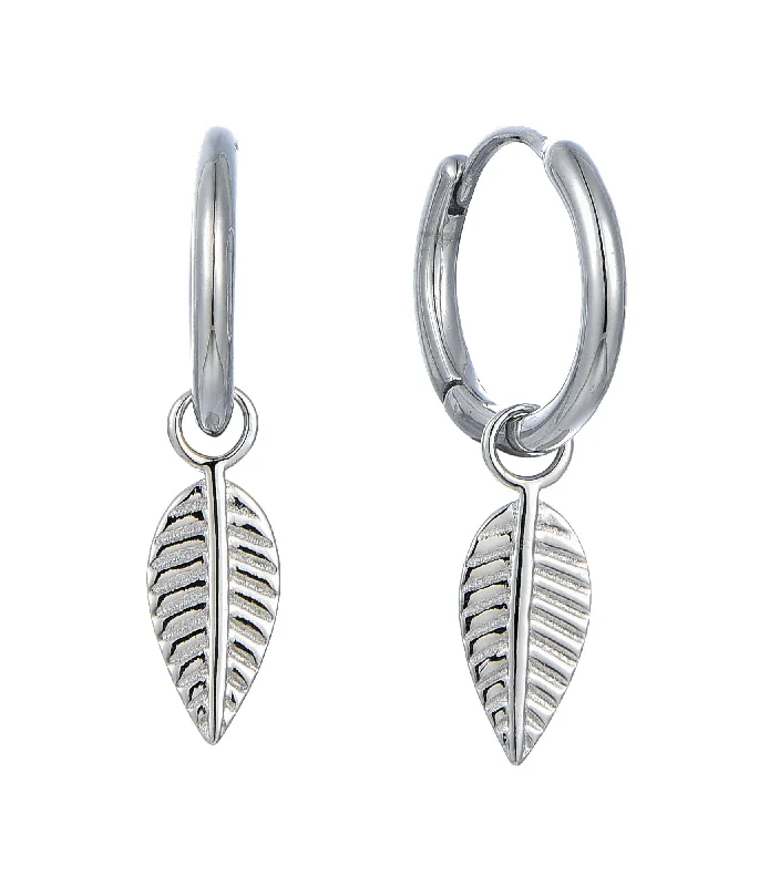 Casablanca Sterling Silver Leaf Drop Earring