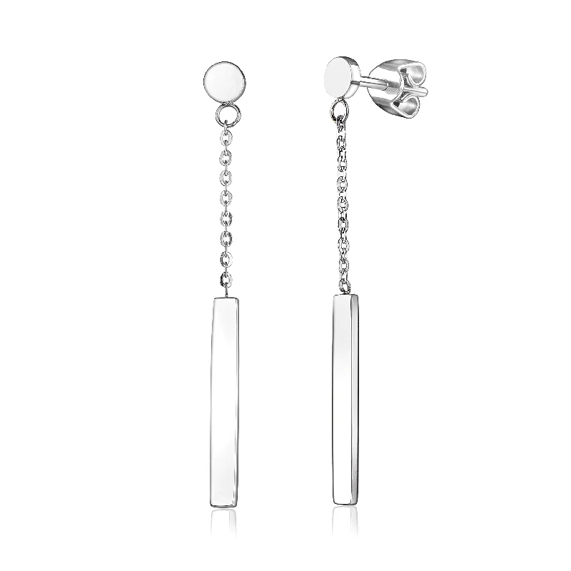 Italgem Bar Drop Earrings: Silver