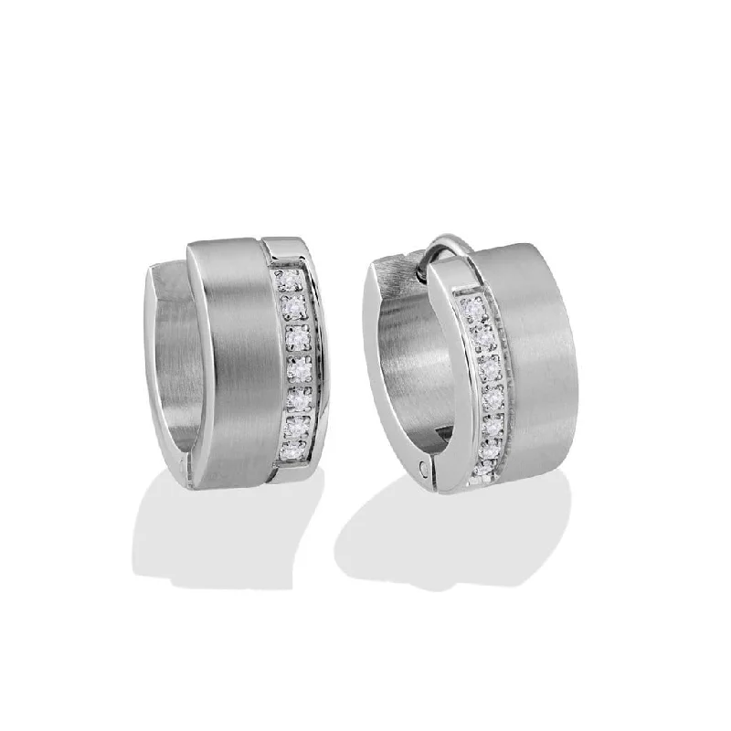 Italgem CZ Satin Huggie Earrings