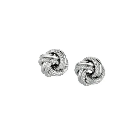 Sterling Silver 7MM Textured Knot Earrings