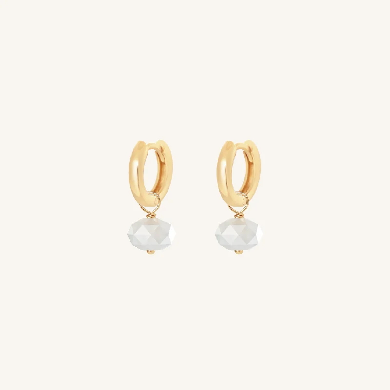 Opulent White Moonstone Plain Hoops - Stone of Hope