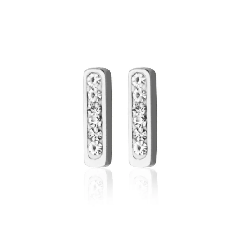 Steelx Stainless Steel CZ Bar Stud Earrings