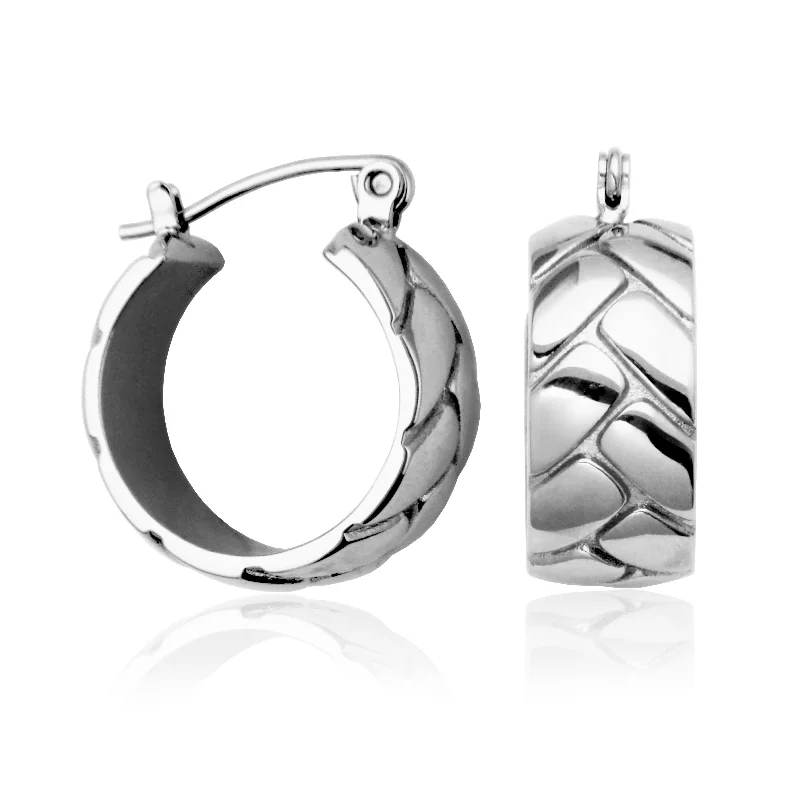 Steelx Stainless Steel Embossed Hoop Earrings