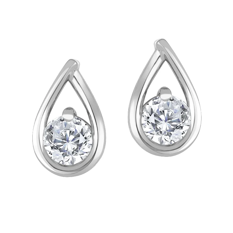 Casablanca Sterling Silver Lab Grown Round 1.00Ct TDW Diamond Earrings