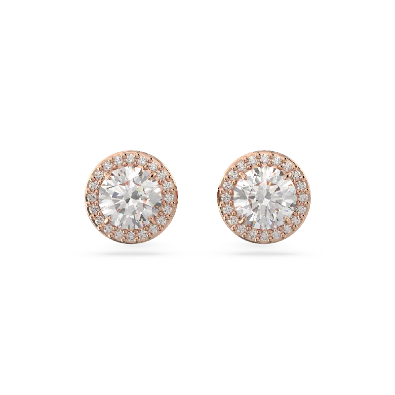 Swarovski Constella Rose Plated Crystal Stud Earrings