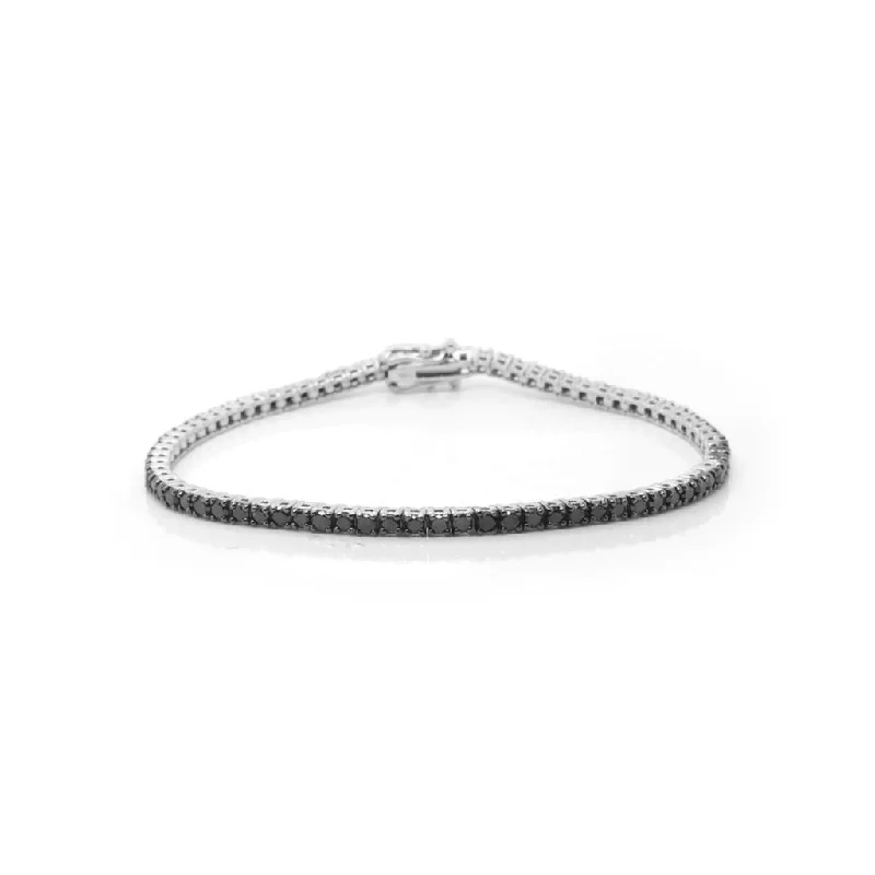 14k White Gold Black Diamond Tennis Bracelet