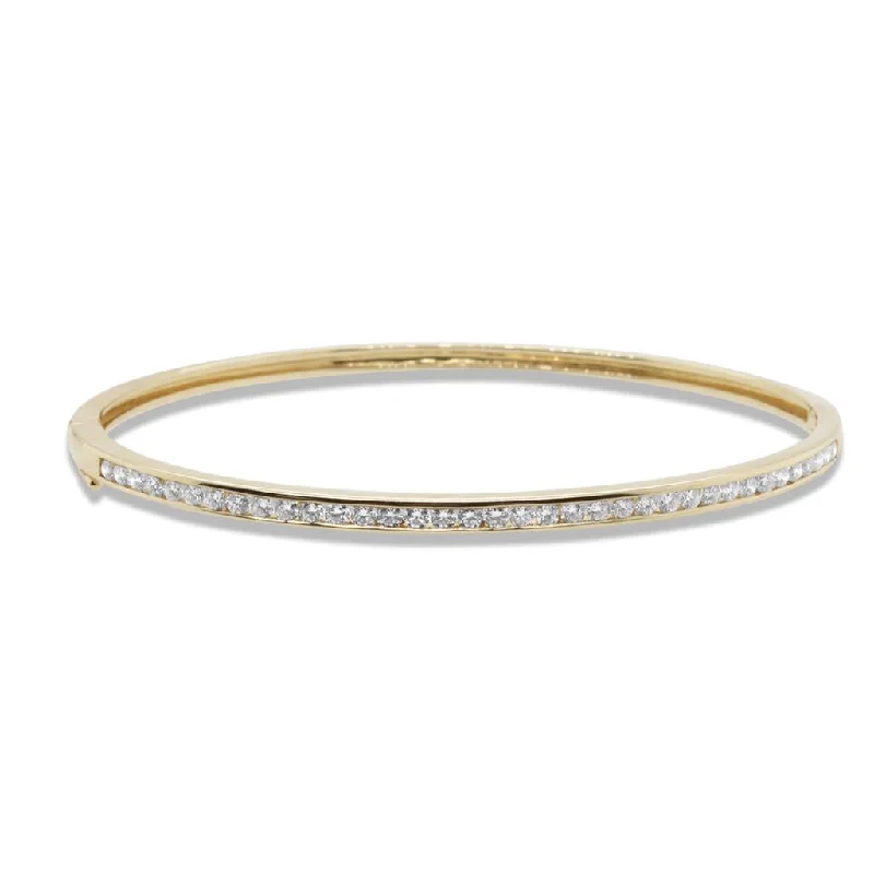 14K Yellow Gold Diamond Bangle Bracelet - 1.06cttw