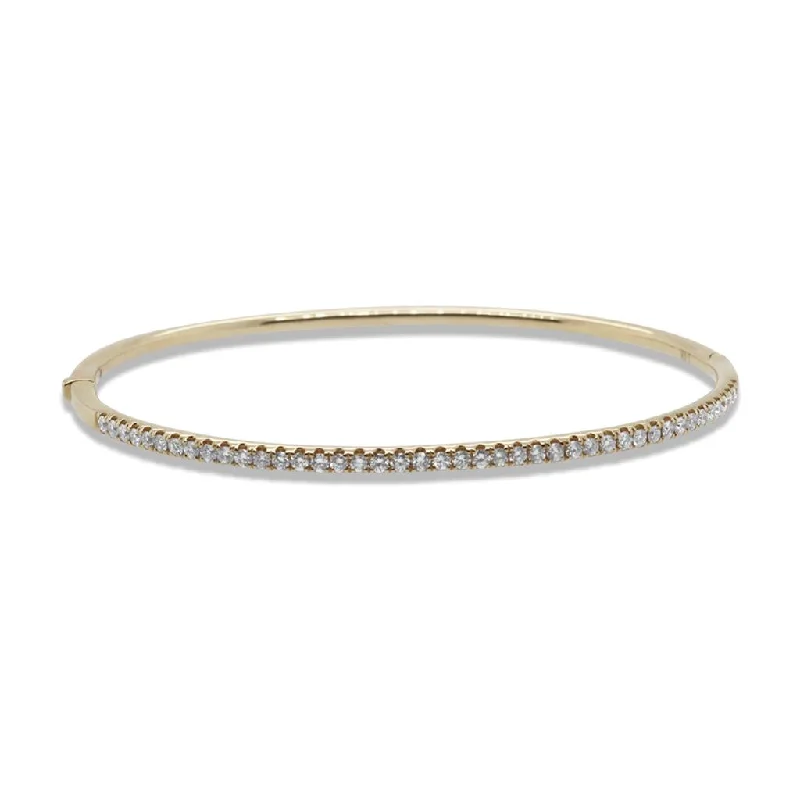 14k Yellow Gold Hinged Bangle - 1.01cttw