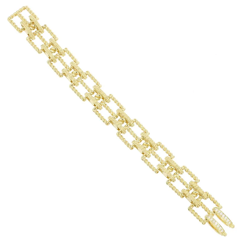 18K New Barocco Wide Lattice Bracelet with Diamond Accents