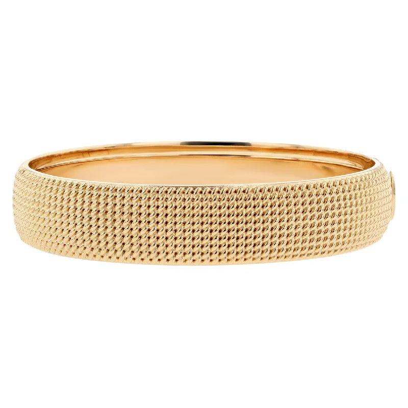 18K Opera Textured Wide Hinged Bangle