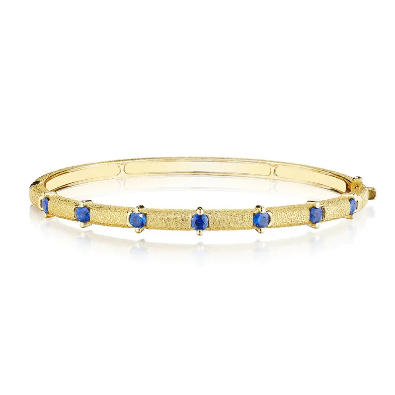 Blue Sapphire Antique Amulet Round Station Bangle