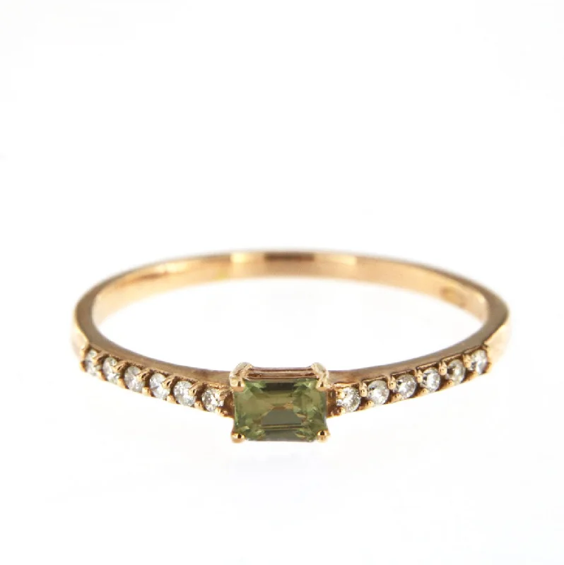 Candy 18K Rose Gold Ring w. Green Sapphire & Diamonds