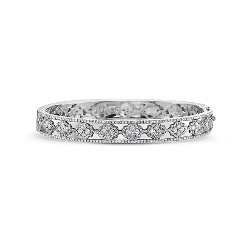 Diamond Faceted Lattice Bangle Bracelet