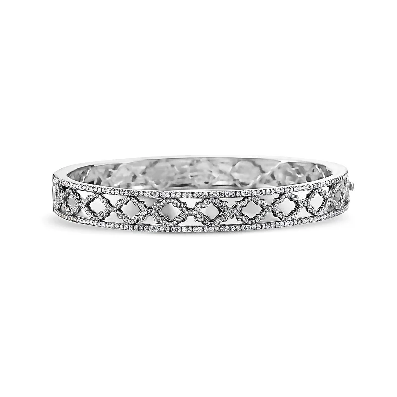 Diamond Faceted Trellis Bangle Bracelet