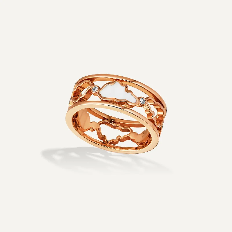 Allusia Love Enamel Band 18K Rosegold Ring w. Diamonds