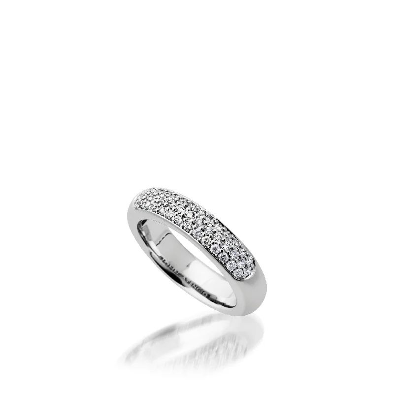 Essence Band Ring with Pave Diamonds