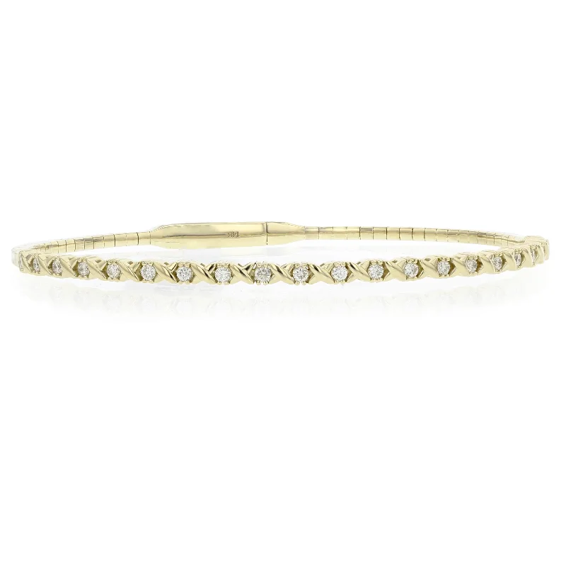 Flexible Gold Diamond Bangle Bracelet