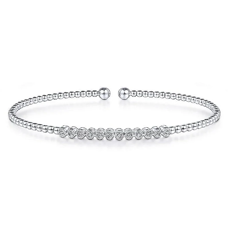 Gabriel & Co. 14K White Gold Bujukan Bead Diamond Bangle