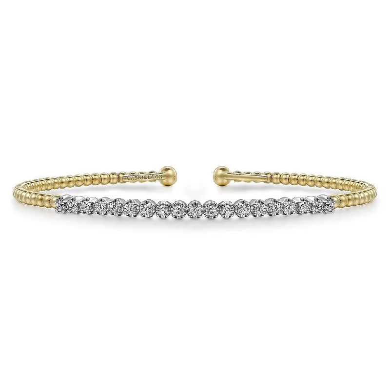 Gabriel & Co. 14K White-Yellow Gold Bujukan Diamond Cuff Bracelet