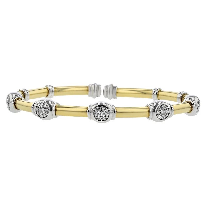 Gold Diamond 7 Station Cuff Bracelet