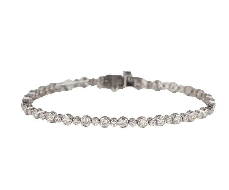 New 2.04ctw Diamond Alternating Size Bezel Set Tennis Bracelet in 14K