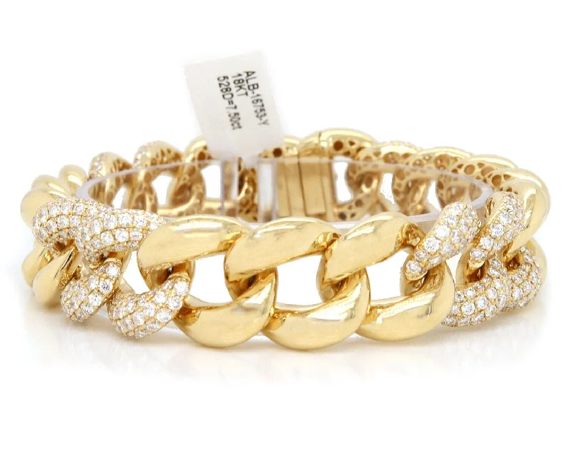 New Odelia 7.50ctw Pave Diamond Curb Link Bracelet in 18K