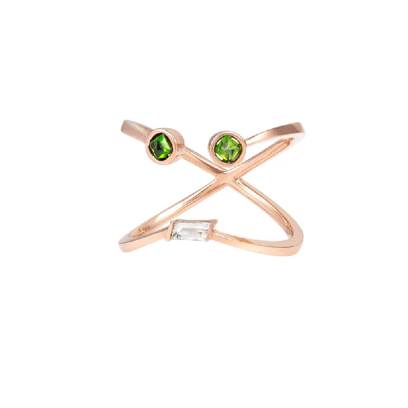 PREMIERE Violetta 18K Rosegold Ring w. Chrome diopside & Amethyst