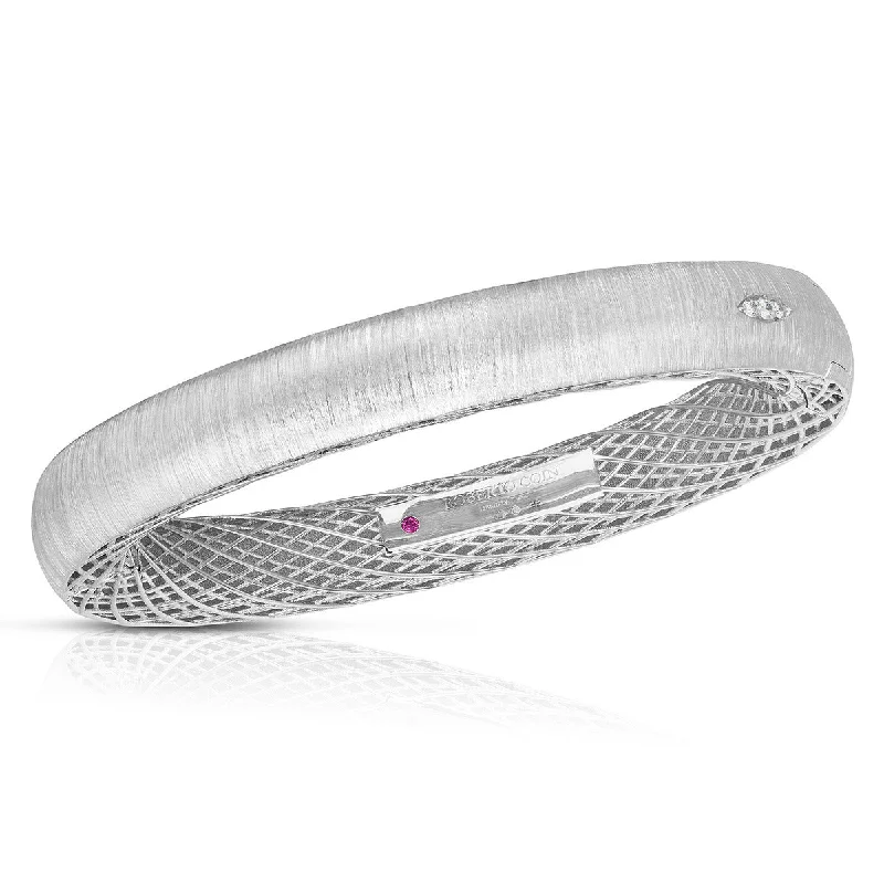 Satin Finish Gold Gate Bangle with Diamonds