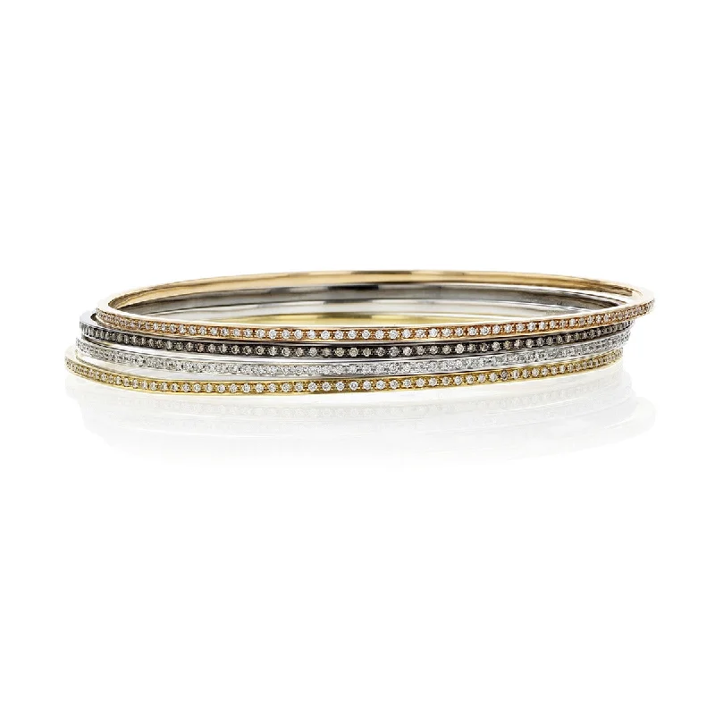 Set of 4 Diamond Bangle Bracelets