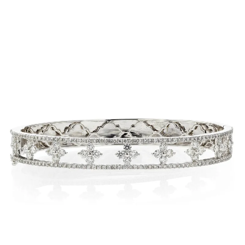 Star Clover Diamond Bangle Bracelet