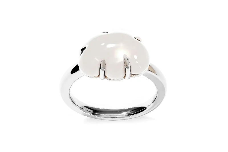 Cloud 18K Whitegold Ring w. Milky Quartz