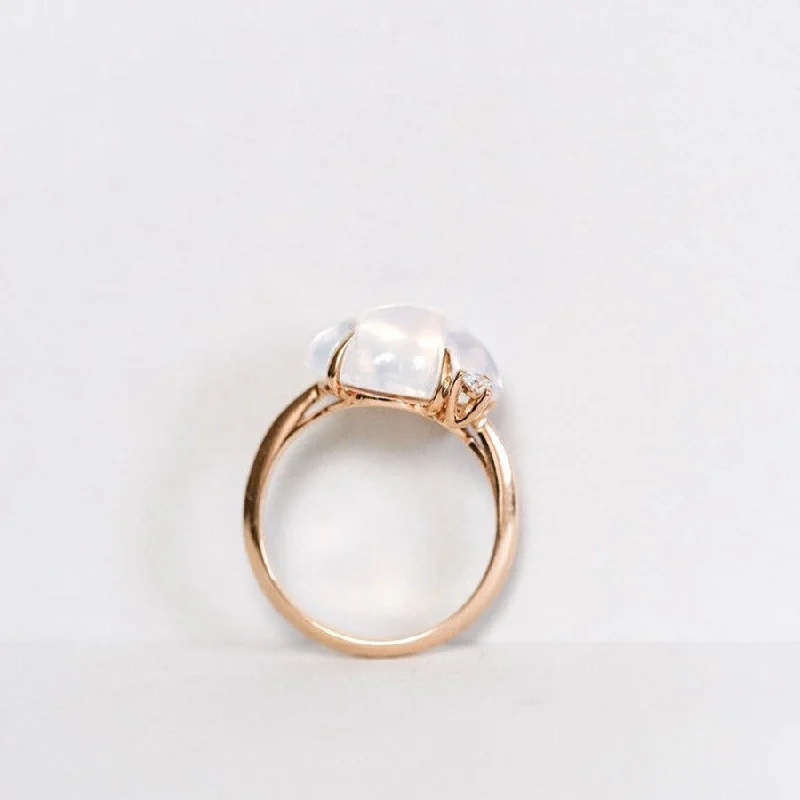 Cloud 18K Gold or Rosegold Ring w. Diamonds & Quartz