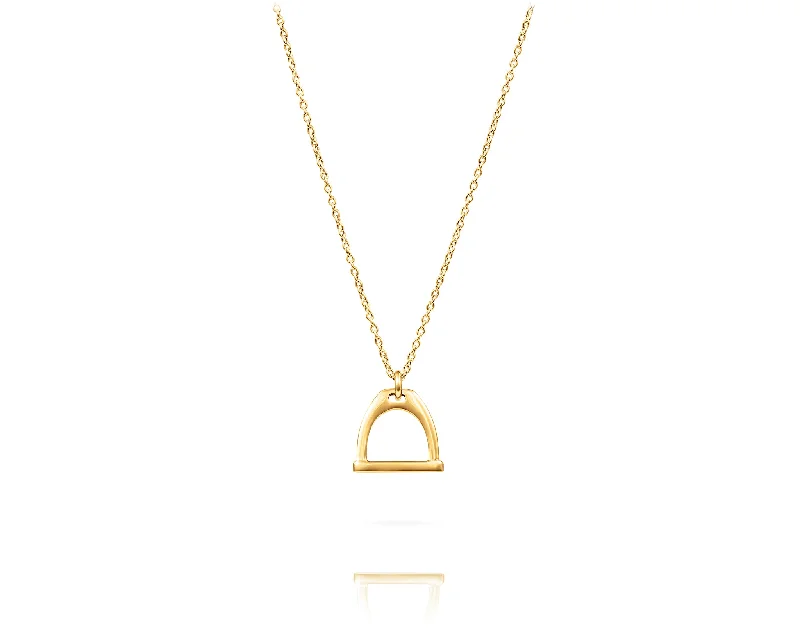 Small Stirrup Bit Charm Necklace | Gold