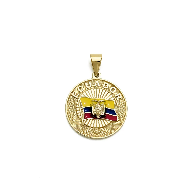 "La Tricolor" Ecuador Flag Medallion Pendant (14K)